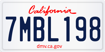 CA license plate 7MBL198