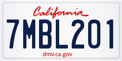 CA license plate 7MBL201