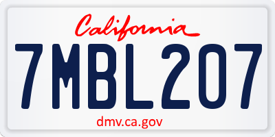 CA license plate 7MBL207
