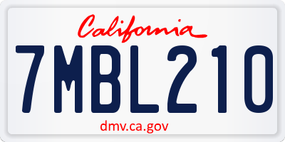 CA license plate 7MBL210