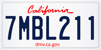 CA license plate 7MBL211