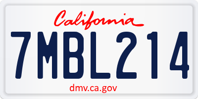 CA license plate 7MBL214