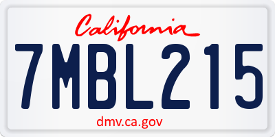 CA license plate 7MBL215