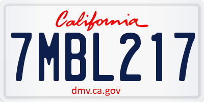CA license plate 7MBL217