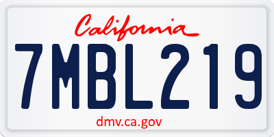 CA license plate 7MBL219