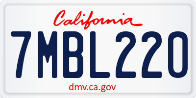 CA license plate 7MBL220