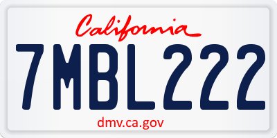 CA license plate 7MBL222