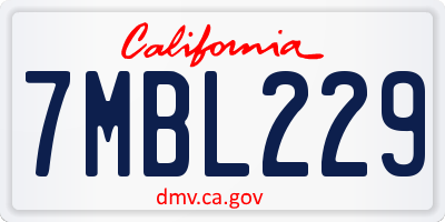 CA license plate 7MBL229