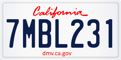 CA license plate 7MBL231