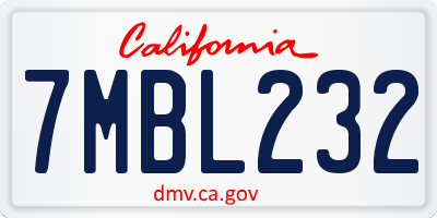 CA license plate 7MBL232