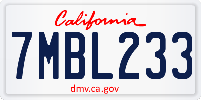 CA license plate 7MBL233
