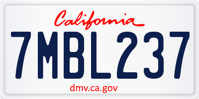 CA license plate 7MBL237
