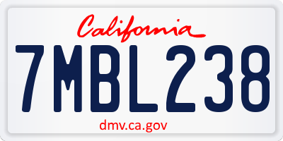 CA license plate 7MBL238