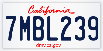 CA license plate 7MBL239