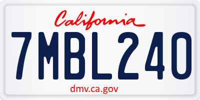 CA license plate 7MBL240