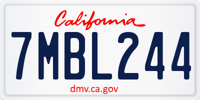 CA license plate 7MBL244