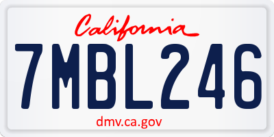 CA license plate 7MBL246