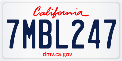 CA license plate 7MBL247