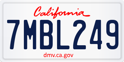 CA license plate 7MBL249