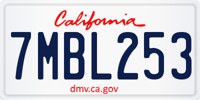CA license plate 7MBL253