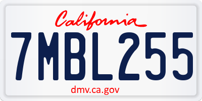 CA license plate 7MBL255