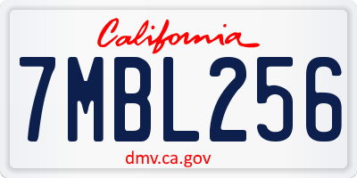 CA license plate 7MBL256