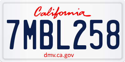 CA license plate 7MBL258