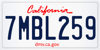 CA license plate 7MBL259
