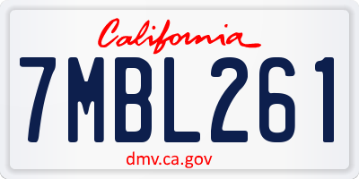 CA license plate 7MBL261