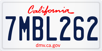 CA license plate 7MBL262