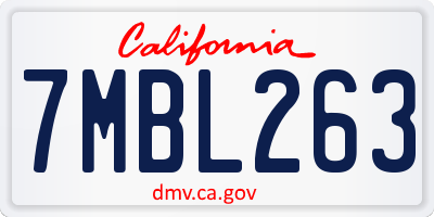 CA license plate 7MBL263