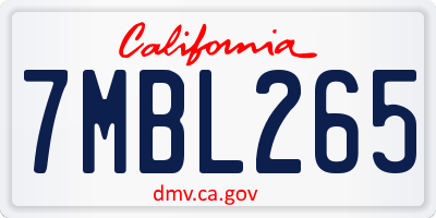 CA license plate 7MBL265
