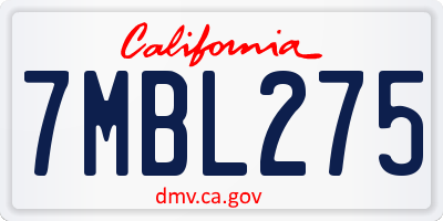 CA license plate 7MBL275