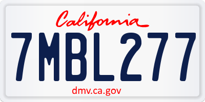 CA license plate 7MBL277