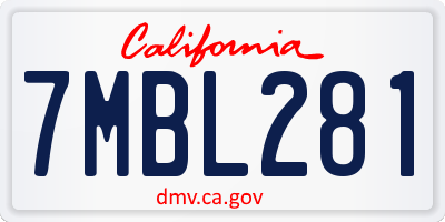 CA license plate 7MBL281