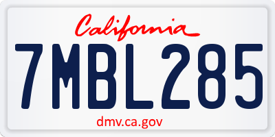 CA license plate 7MBL285