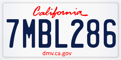 CA license plate 7MBL286