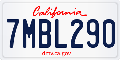 CA license plate 7MBL290