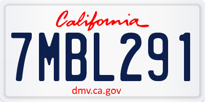 CA license plate 7MBL291