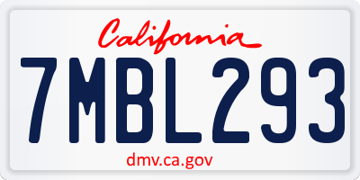 CA license plate 7MBL293