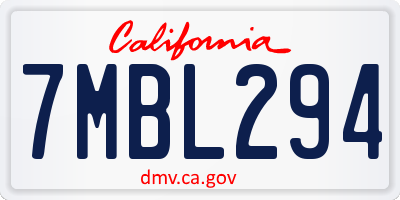 CA license plate 7MBL294