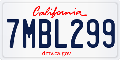 CA license plate 7MBL299