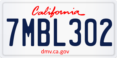 CA license plate 7MBL302