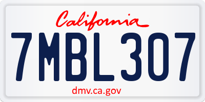 CA license plate 7MBL307