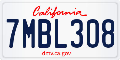 CA license plate 7MBL308
