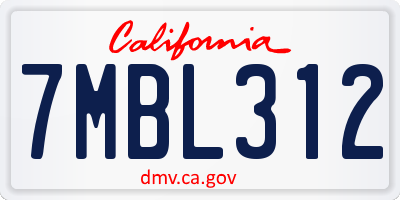 CA license plate 7MBL312
