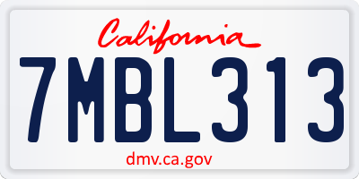 CA license plate 7MBL313