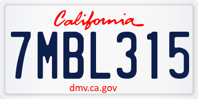 CA license plate 7MBL315