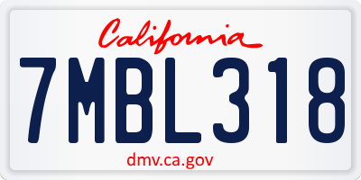CA license plate 7MBL318