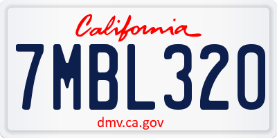CA license plate 7MBL320